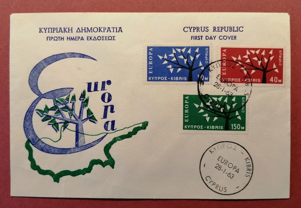 Cyprus Stamps SG 224-26 1963 Europa Tree - Unofficial FDC (N671) - Image 1 of 2