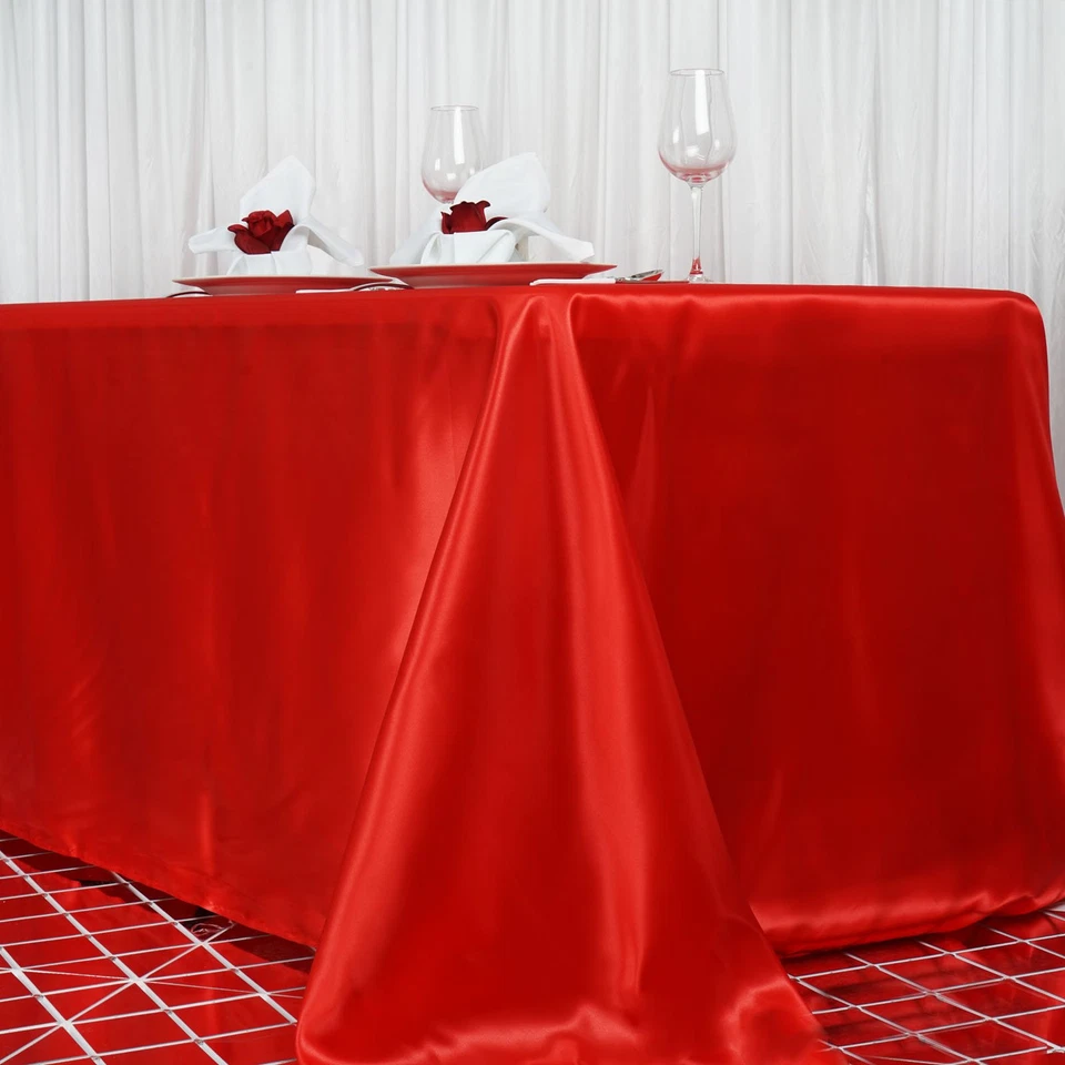 5 pcs 90x156" RECTANGLE Satin TABLECLOTHS Wedding Party Banquet Kitchen Linens - Image 1 of 1
