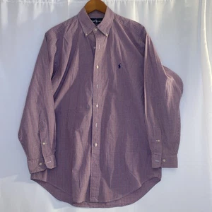 Camisa Ralph Lauren Yarmouth para hombre 16,5 32/33 abotonada roja azul a cuadros a cuadros - Imagen 1 de 4