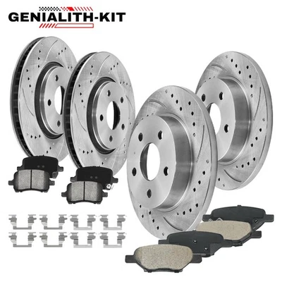 Front and Rear Drilled Brake Rotors Brake Pad for Chevy Malibu HHR Pontiac G5 G6 - Imagem 1 de 4