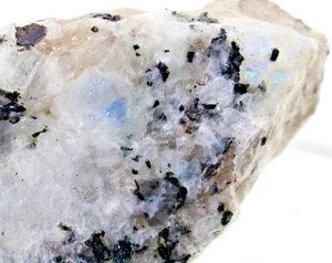 12oz Blue Flash White Moonstone Quartz Black Mica Raw Natural Rough Crystal - Picture 1 of 11