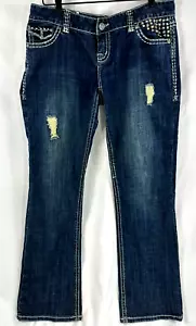 Women's Rock & Roll Cowgirl Studded Boot Cut Low Rise Jeans- Size 33x34 - Picture 1 of 9