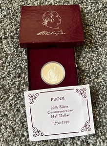 1982-S US Mint Proof Silver Half Dollar Coin George Washington Commemorative COA - Picture 1 of 1