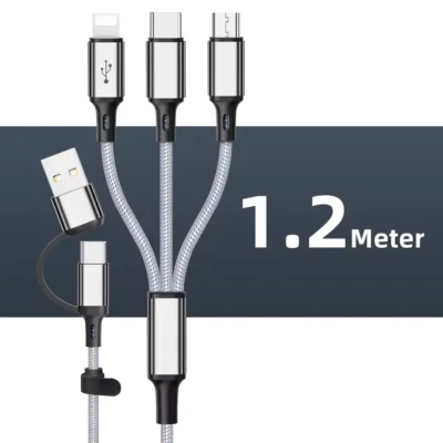 3in1 Multi PD 100W USB-C Ladekabel auf USB Typ-C, Micro-USB und Phone