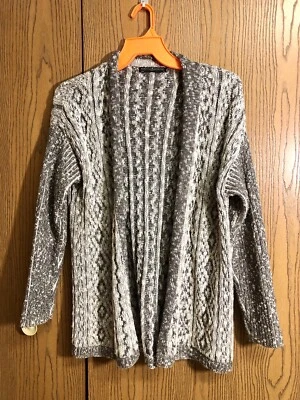 Cardigã suéter malha patchwork malha peruana Connection cinza macio algodão pima - Tamanho M - Imagem 1 de 4