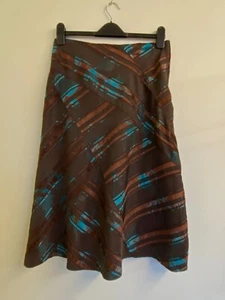 Brown & Turquoise Paneled Skirt Fully Lined from Klass Petite - Size 14 - NEW! - Picture 1 of 4