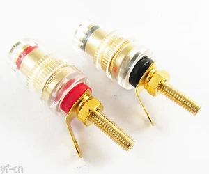 20pcs Gold Plated Audio Speaker 4mm Banana Jack Long Thread Small Binding Post - Picture 1 of 8