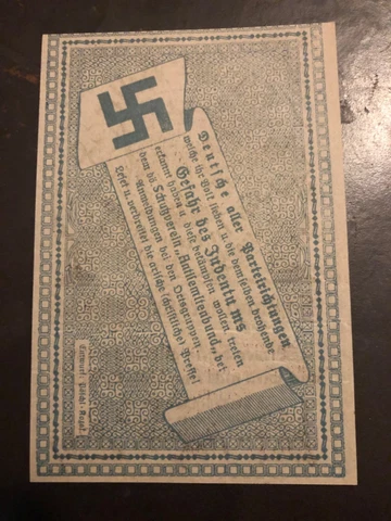 50 Heller 1920 Austria Anti Semitic Nazi Propaganda About Uncirculated Condition Cover