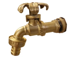 Brass Garden Faucet FLOWER Spigot Tap Vintage Water Home Decor Living Outdoor - Picture 1 of 9