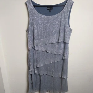 Connected Apparel Ruffle Layered Silver Dress Woman's 16 - Picture 1 of 14