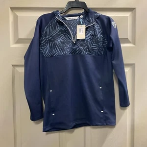 Peter Millar Boys Pullover Hoodie Golf 1/2 Zip Navy Blue Medinah CC Size Large - Picture 1 of 5