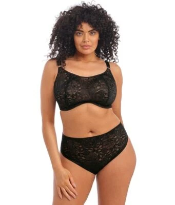 Elomi Kelsey High Leg  Lace Brief Panty#300553 Color Black Szs M- 4XL NWT $33 - Image 1 of 3