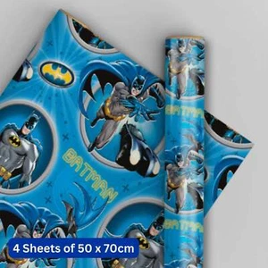 Wrapping Paper DC Comics Batman Birthday Gift Wrap Pack 4 Sheets & 4 Tags - Picture 1 of 4