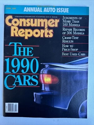 Consumer Reports 1990 Cars Annual Auto Issue Vintage Automotive Review Magazine - Image 1 of 4