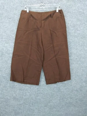 Pantalones Bandolino Mujer 8 Marrón Capri Lino Rayón Pierna Recta Foto 1 de 4