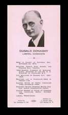[Vancouver City] Palm Card for Liberal Candidate Dugald Donaghy in 1928 General
