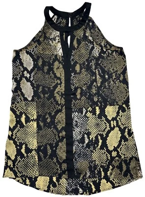 Blusa Kenneth Cole feminina tamanho S sem mangas estampa de cobra com buraco na fechadura nas costas - Imagem 1 de 4