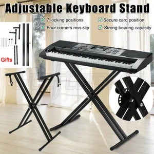Adjustable Keyboard Stand For Piano Music Double Brace Folding Heavy Duty 96x46 - Picture 1 of 12