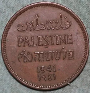 Palestina 1941 Mandato Británico ~ Bronce 1 Mil ~ AU+ ~ KM# 1 ~ 93 ¢ envío - Imagen 1 de 2