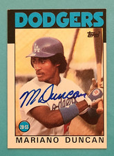 MARIANO DUNCAN (WS) Signed 1986 Topps #602 Los Angeles Dodgers Autograph Auto