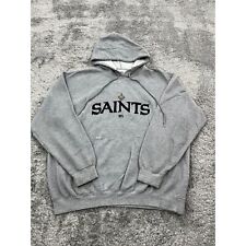 Vintage New Orleans Saints Hoodie Men 2XL XXL Gray Spell Out Pullover Sweatshirt
