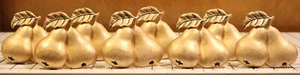 Juego de 8 anillos de servilleta de pera doradas dobles hojas fruta pesada - Imagen 1 de 9