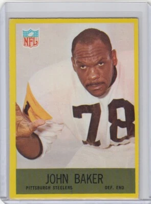 AM: 1967 Phila. Gum Football Card #147 John Baker Pittsburgh Steelers - ExMt - Image 1 of 2