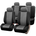 Faux Leather Car Seat Covers Set Gray Black W. Free Air Freshener
