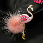 Popular Lady Pink Plush Enamel Flamingo Rhinestone Fashion Women Brooch Pin Gift