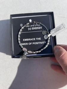 Alex and Ani Tassel Silver Expandable Bangle Bracelet Power Of Positivity Energy - Bild 1 von 8