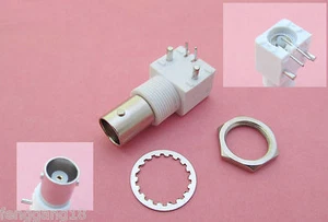10x PC Board PCB Mount Right Angle BNC Female With Nut bulkhead Connector White - Picture 1 of 1