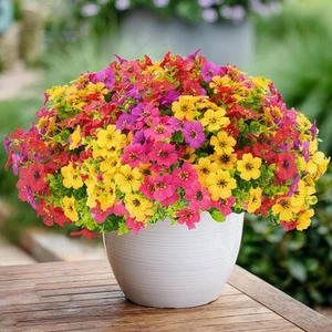 16 Bundles Artificial Flowers for Outdoors Spring Red Yellow Rose Purple - Picture 1 of 7
