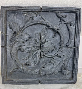 Wall Plaque Pediment Large 19" SQ French Cottage Décor Baroque Style Black - Picture 1 of 13