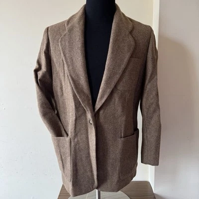 Vintage Abercrombie & Fitch Blazer Mens Medium Brown Herringbone Wool Jacket - Image 1 of 4