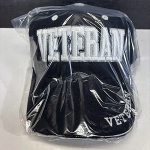NEW! VETERAN CAP BASEBALL HAT BLACK ADJUSTABLE "Free Shipping" - Picture 1 of 9