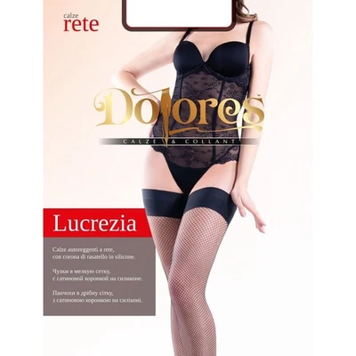 Calze a rete fantasia Dolores Lucrezia con corona elastica liscia a base di... - Immagine 1 di 4