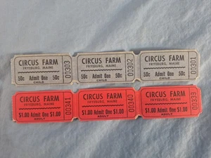 Lot of 6 Vtg CIRCUS FARM Fryburg Maine Me Tickets Child & Adult - Picture 1 of 6