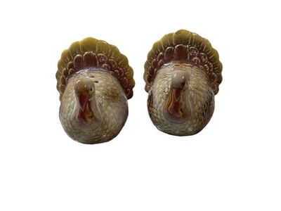 Salero y pimentero de pavo otoño acción de gracias vacaciones cerámica marrón tostado Foto 1 de 4