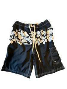 Speedo Swim Trunks Mens XL Board Shorts Blue Mesh Lined Floral Cargo Pocket - Picture 1 of 17