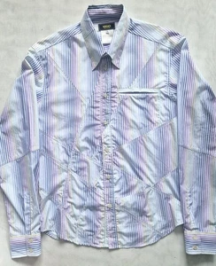 Versace Mens Multicoloured Striped Buttun-Up Long Sleeve Shirt Size Large VGC - Picture 1 of 12