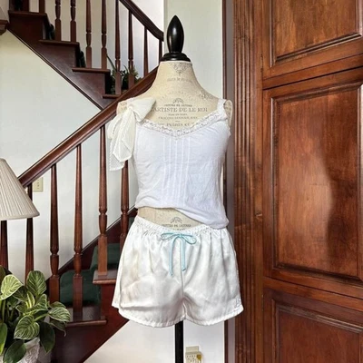 White Satin Bride Wedding Bridal Pajama Sleep Shorts Foto 1 de 4