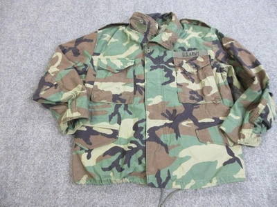 Vintage US Army M-65 Field Jacket Mens Medium X-Short Woodland Camo Hood 90s - Image 1 of 4
