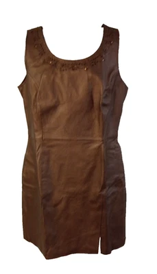 Nuevo con etiquetas Vestido Vaina David Benjamin Cuero Bronce Cuentas Sin Mangas 14 Foto 1 de 4