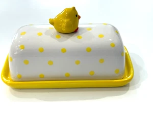 Pollo Pulcino Bianco e Giallo Pois Burro Piatto Casale Casale NUOVO - Foto 1 di 8