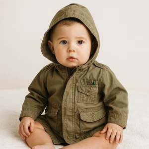 Gap Toddler Army Green Hooded Zip Up Cargo Utility Jacket Size Unisex 12-18 mos. - Picture 1 of 8