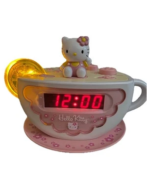 Hello Kitty Tea Cup Alarm Clock Radio AM/FM Night Light Lemon KT2055 Sanrio  - Image 1 of 4