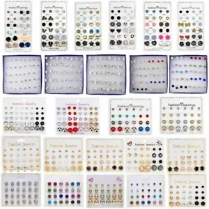 6/12 Pairs Charm Rhinestone Crystal Pearl Earrings Set Women Ear Stud Jewelry UK - Picture 1 of 22