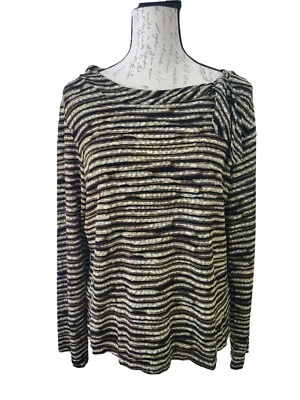 Mirosal Boat Neck Black Olive Pullover Top Size XL Adjustable Tie - Image 1 of 4