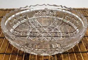Vintage ABP Antique American Brilliant Cut Glass Round Flower Serving Dish 8" - Picture 1 of 20