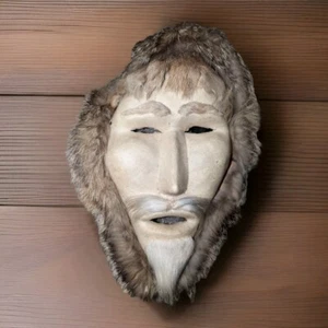 VINTAGE ANTIQUE ESKIMO FACE MASK RARE HYDE FUR ALASKAN HISTORICAL - Picture 1 of 9